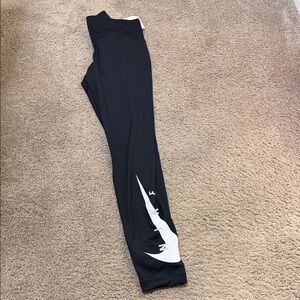 Nike Black High-Waist Leggings with White Swoosh Graphic